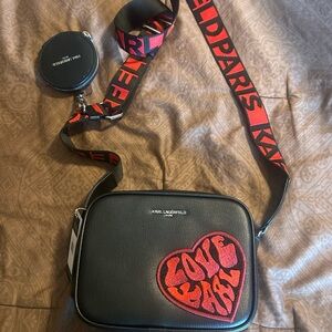 Karl Lagerfeld  Paris Black Bag with Red Accents